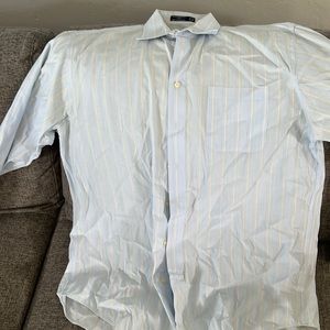 Blue and yellow pin stripe